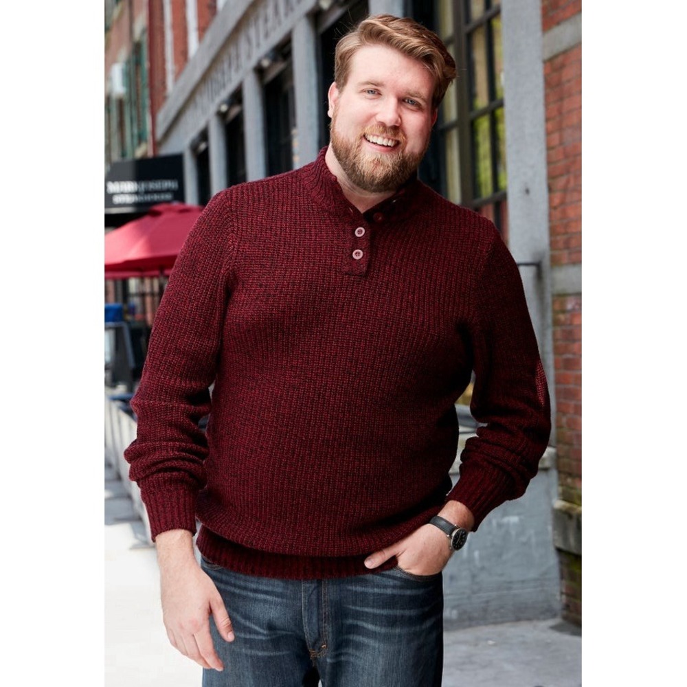 King‎ Size Henley Shaker Sweater Size 2xlt Red